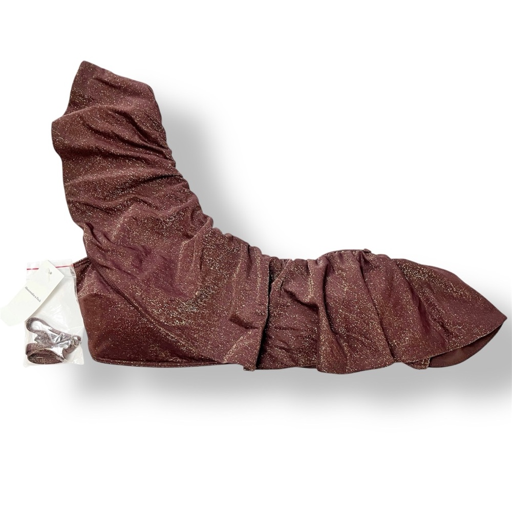 Abercrombie & Fitch Shimmery Burgundy Ruched Bikini Top